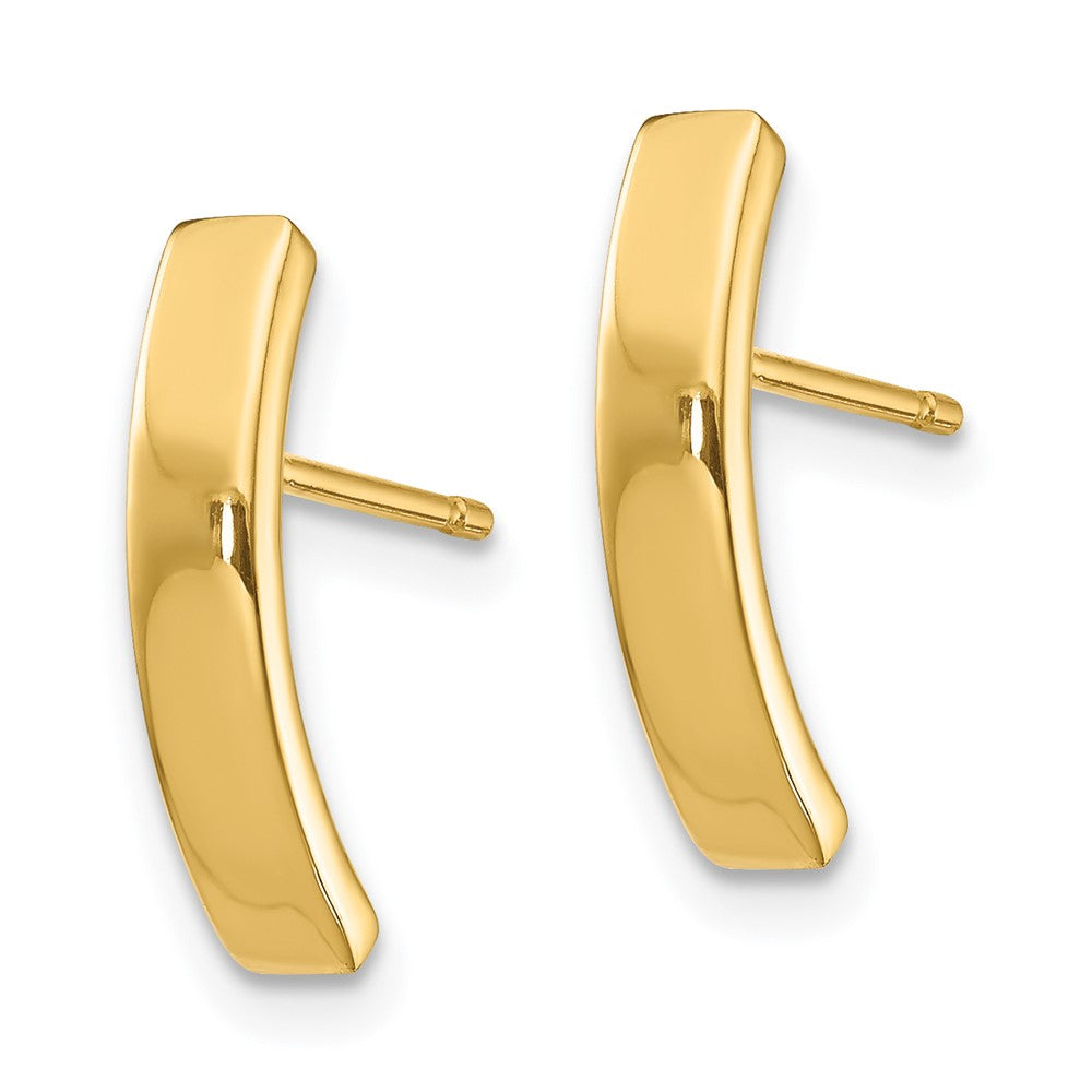 14k Yellow Gold 2.95 mm Curved Bar Post Earrings (0.72 grams)