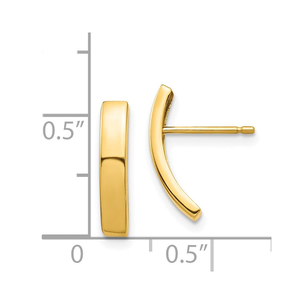 14k Yellow Gold 2.95 mm Curved Bar Post Earrings (0.72 grams)