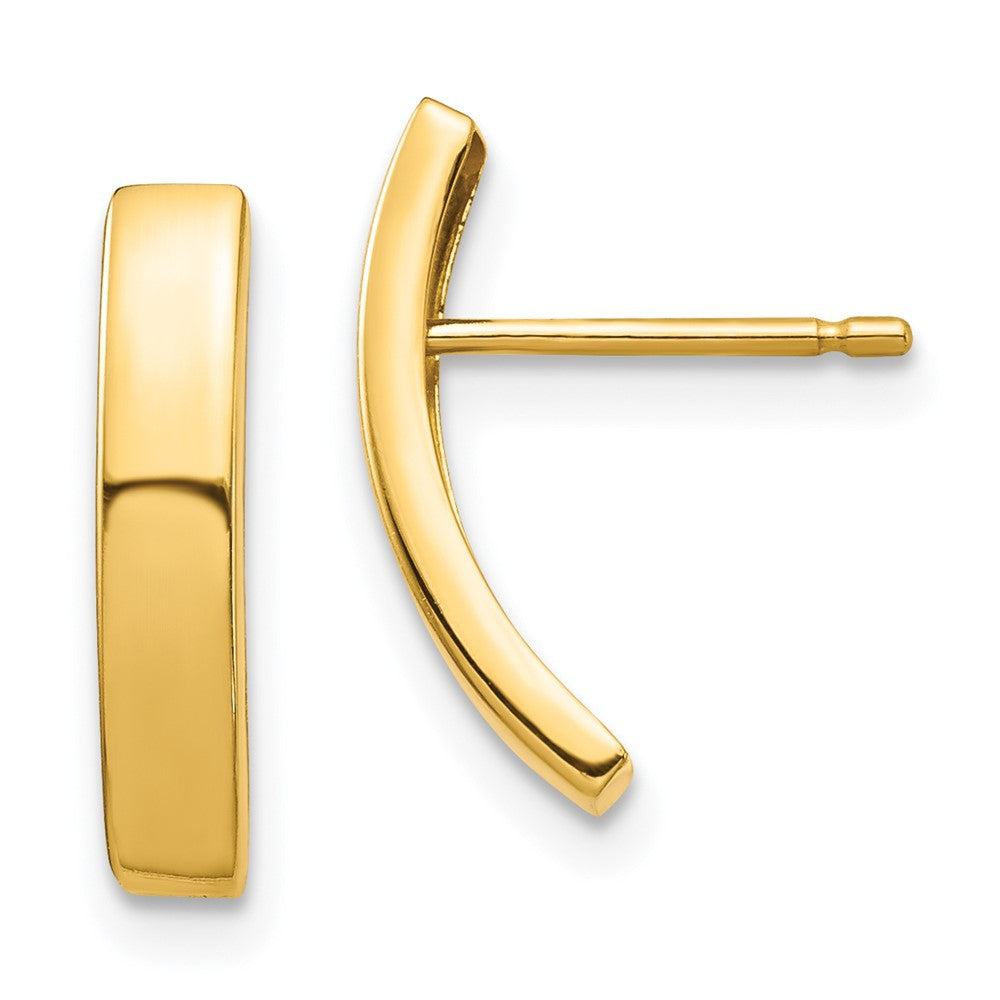 14k Yellow Gold 2.95 mm Curved Bar Post Earrings (0.72 grams)