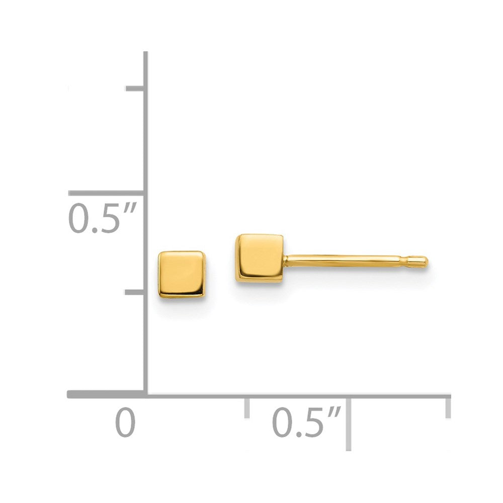 14k Yellow Gold 3.03 mm Square Stud Earrings (0.33 grams)