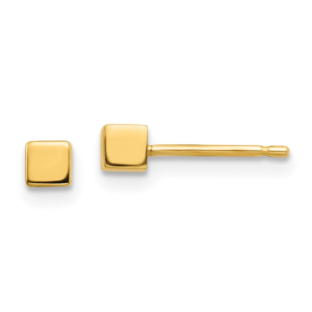 14k Yellow Gold 3.03 mm Square Stud Earrings (0.33 grams)