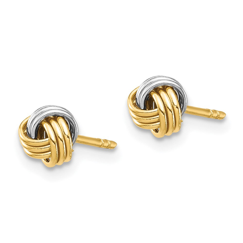 14k Yellow & Rhodium 5.12 mm  Love Knot Post Earring (0.36 grams)