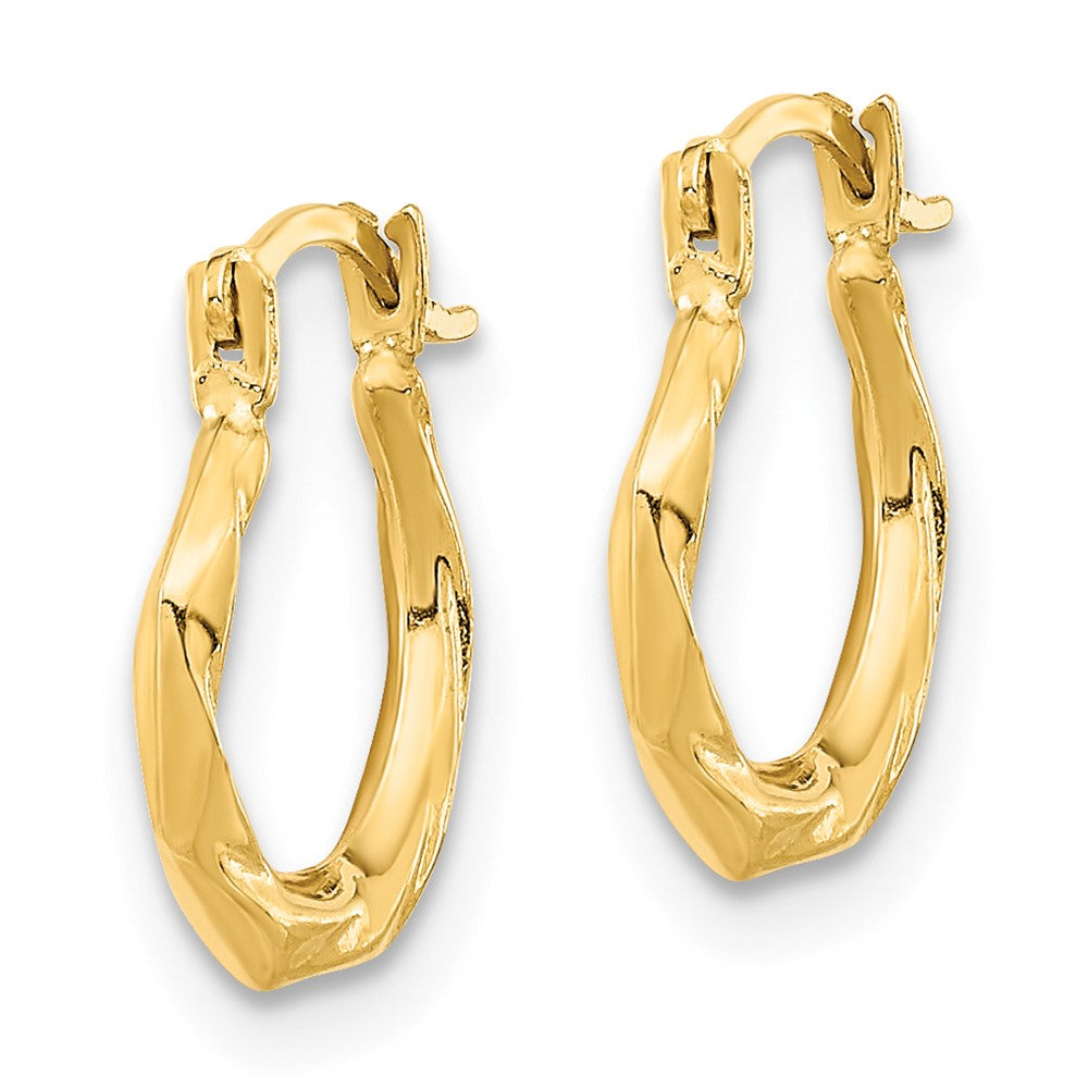 14k Yellow Gold 11.14 mm Polished Twist Hoop Earrings (0.28 grams)