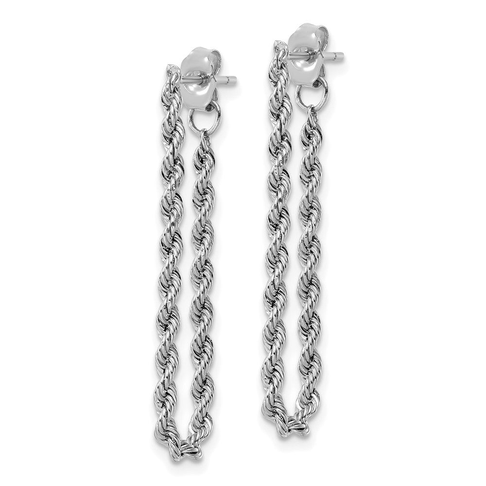 14k White Gold 2.15 mm Polished Rope Dangle Earrings (0.98 grams)