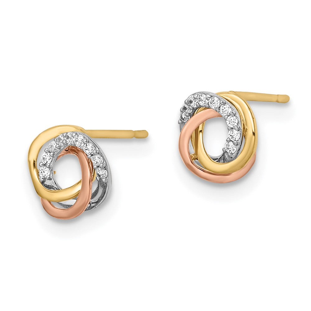 14k Tri-Color 6.9 mm Tri-colored CZ Circle Post Earrings