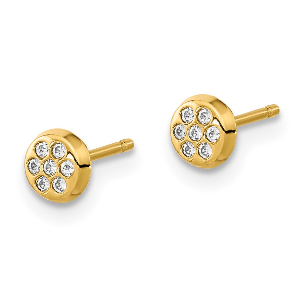 14k Yellow Gold 4.5 mm Polished CZ Circle Post Earrings (0.41 grams)