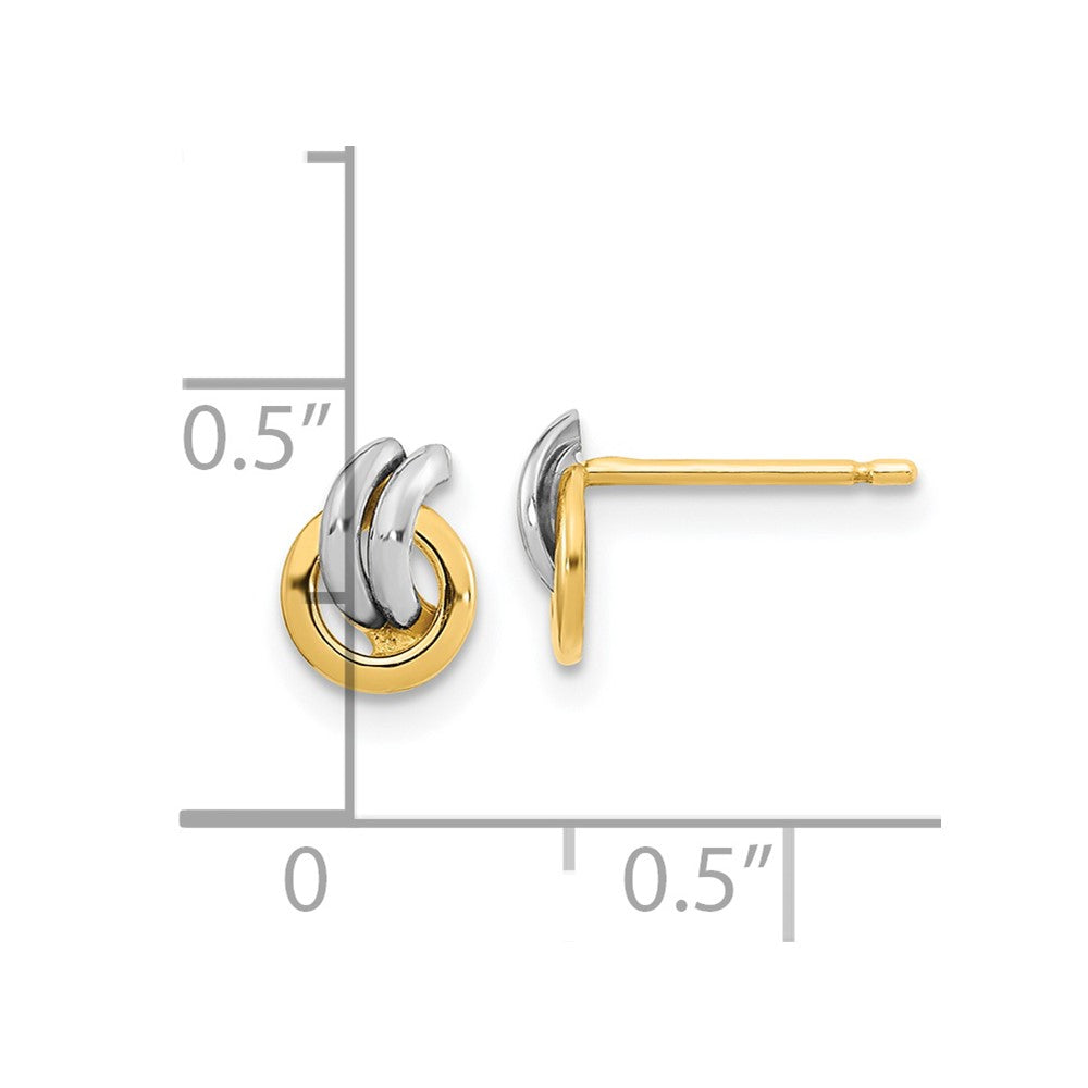 14k Yellow & Rhodium 5.6 mm  Open Circle Post Earrings (0.57 grams)