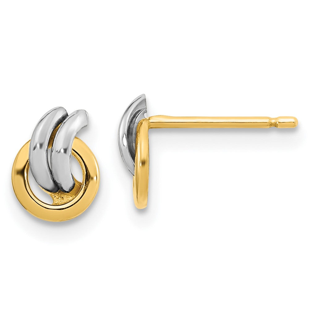 14k Yellow & Rhodium 5.6 mm  Open Circle Post Earrings (0.57 grams)