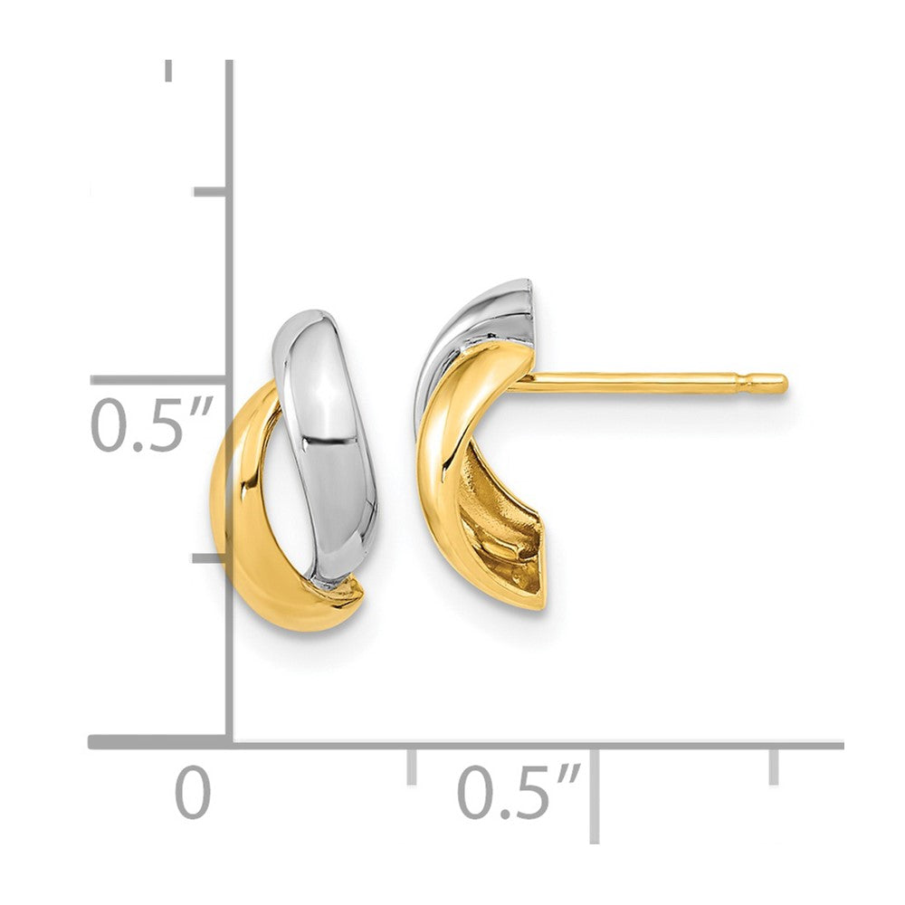14k Yellow & Rhodium 5.75 mm  Fancy Teardrop Post Earrings (0.69 grams)