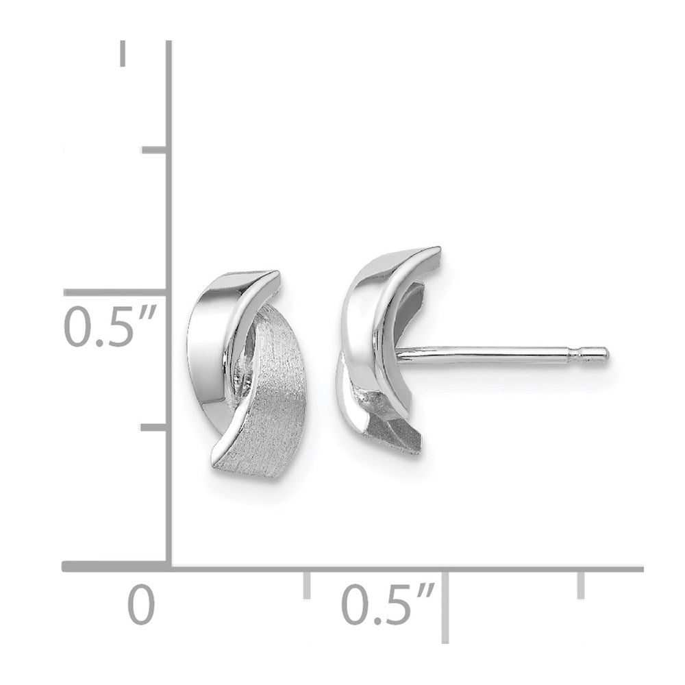 14k White Gold 6 mm Polished & Satin Fancy Post Earrings (0.65 grams)