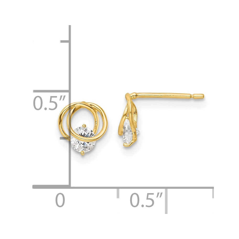 14k Yellow Gold 6.75 mm Polished CZ Circles Post Earrings (0.56 grams)