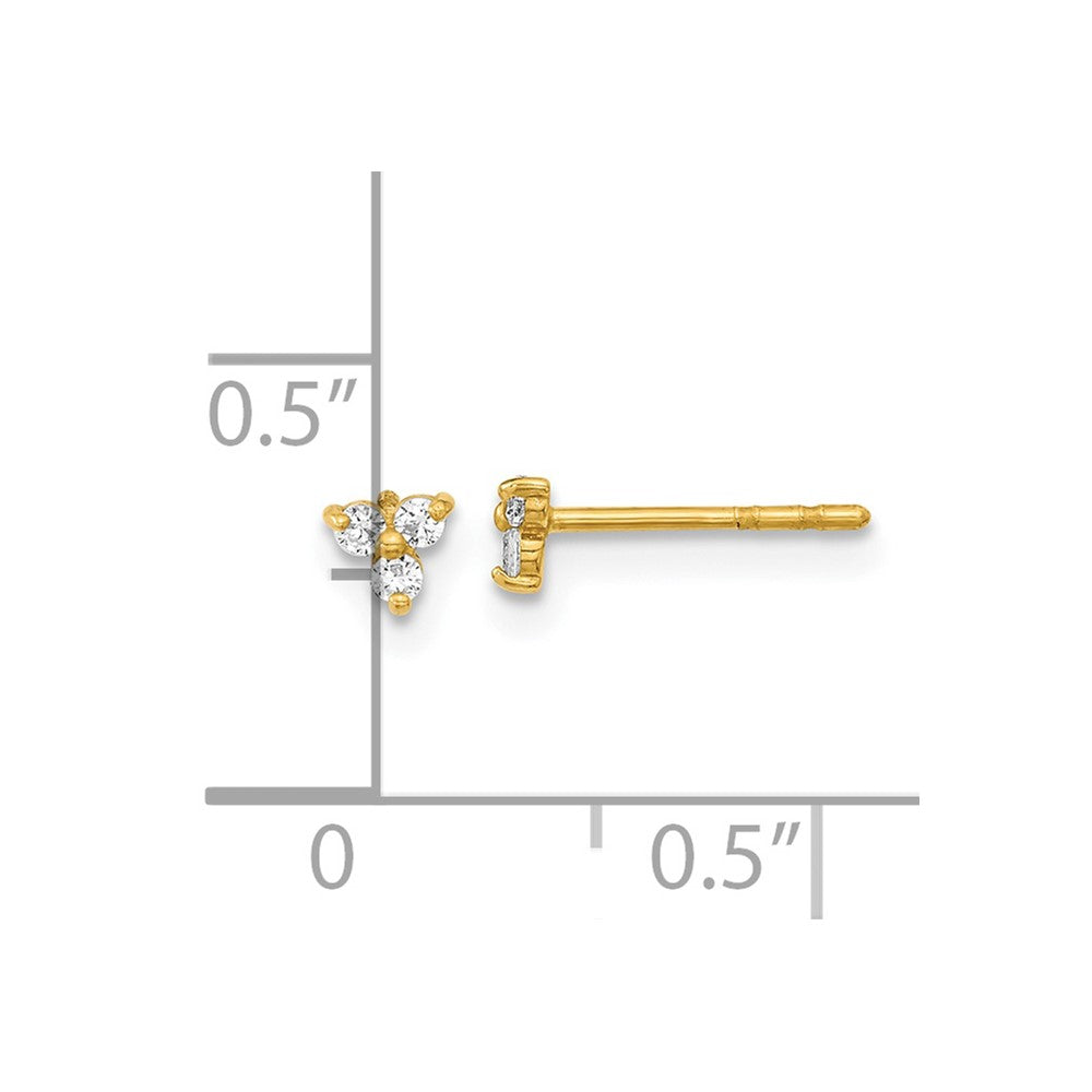 14k Yellow Gold 3.4 mm Polished CZ Triangle Post Earrings (0.29 grams)