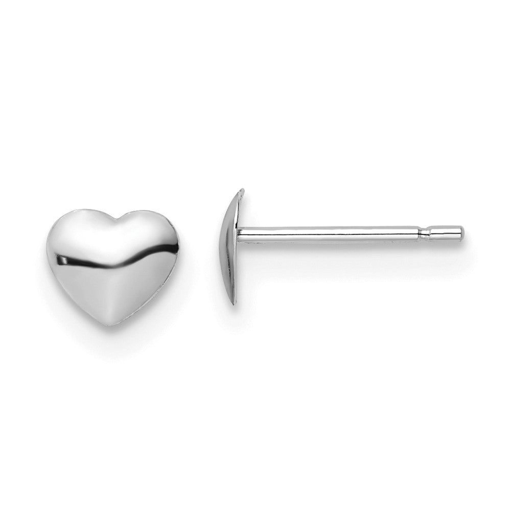 14k White Gold 5.25 mm  Polished Heart Post Stud Earrings (0.11 grams)