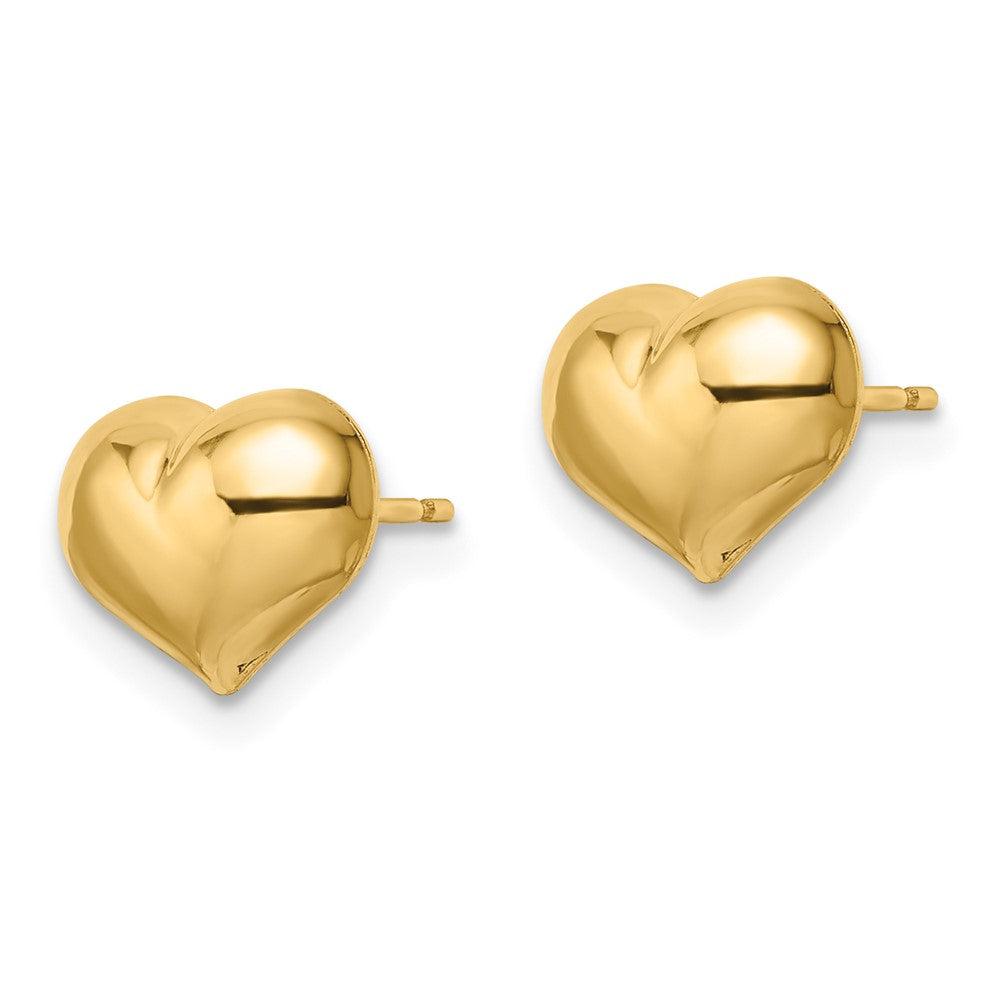 14k Yellow Gold 10 mm Polished Puffed Heart Post Earrings (0.79 grams)