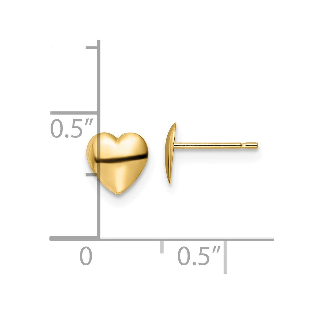 14k Yellow Gold 6.25 mm Polished Heart Post Earrings (0.16 grams)