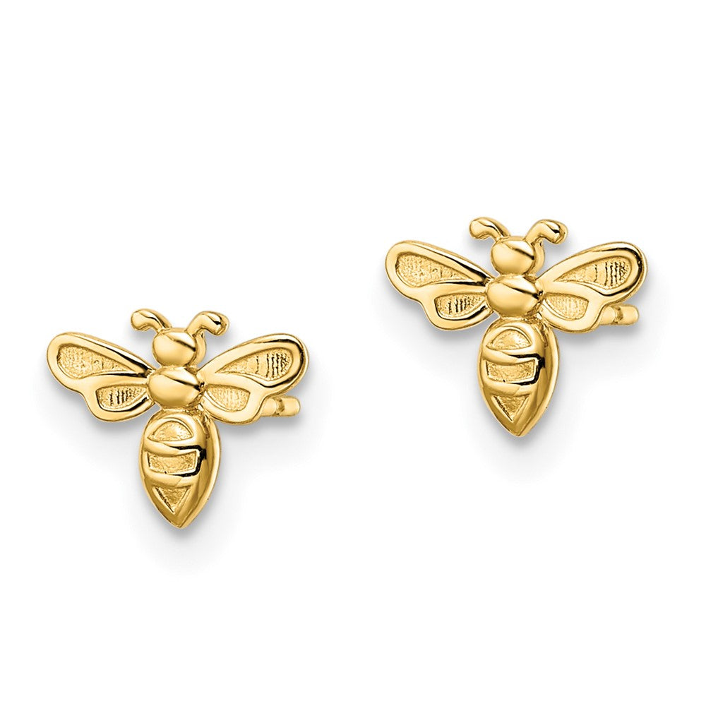 14k Yellow Gold 8 mm Bumble Bee Post Earrings (0.57 grams)