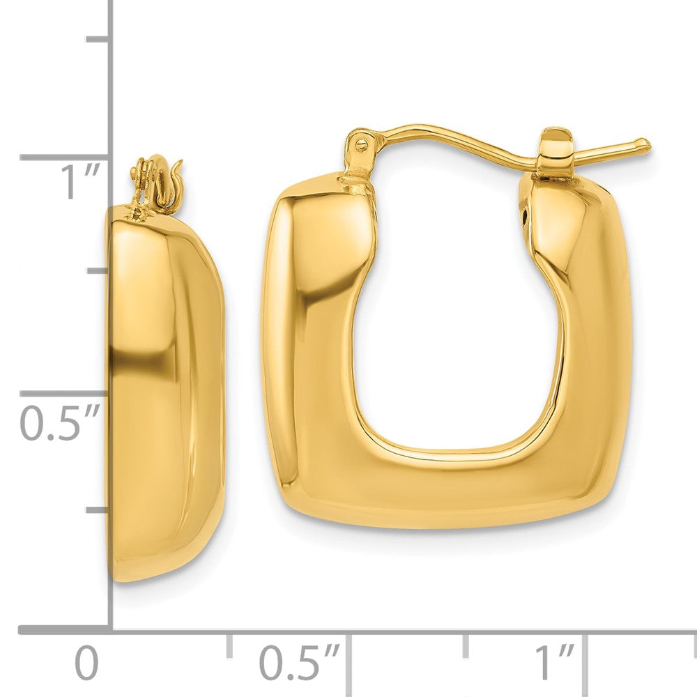 14k Yellow Gold 20.6 mm Polished Square Hoop Earrings (3.9 grams)