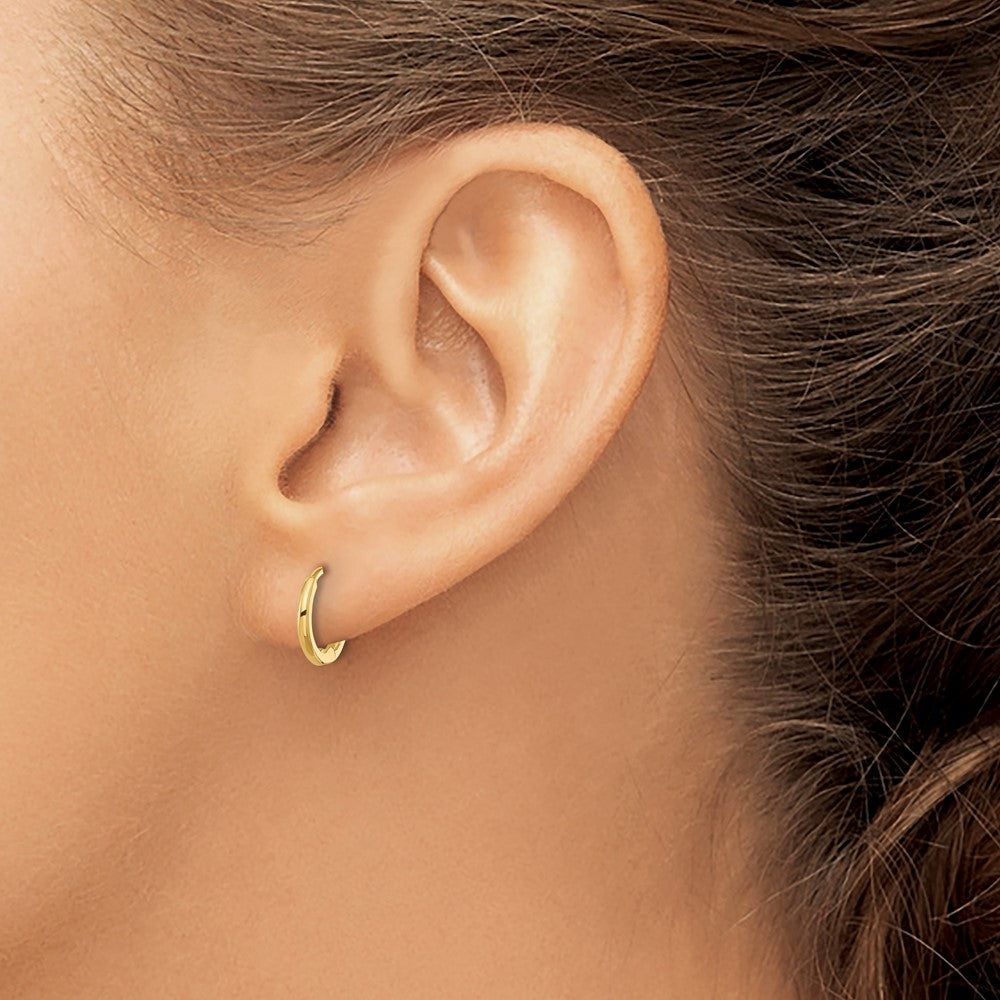 14k Yellow Gold 11 mm Hinged Huggie Hoop Earrings
