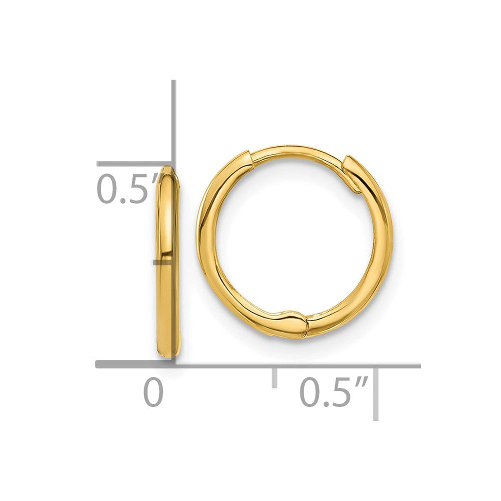 14k Yellow Gold 12.7 mm Hinged Huggie Hoop Earrings (0.86 grams)