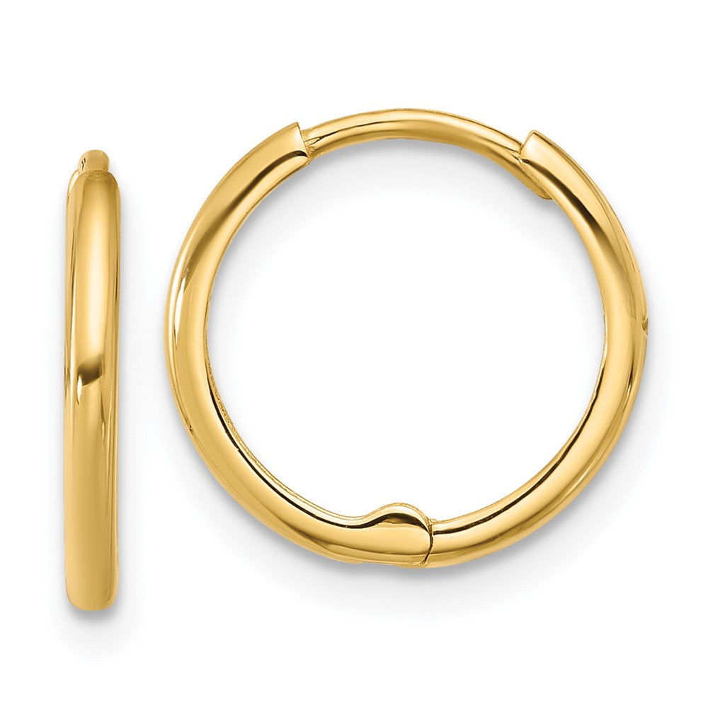 14k Yellow Gold 14 mm Hinged Huggie Hoop Earrings (0.95 grams)