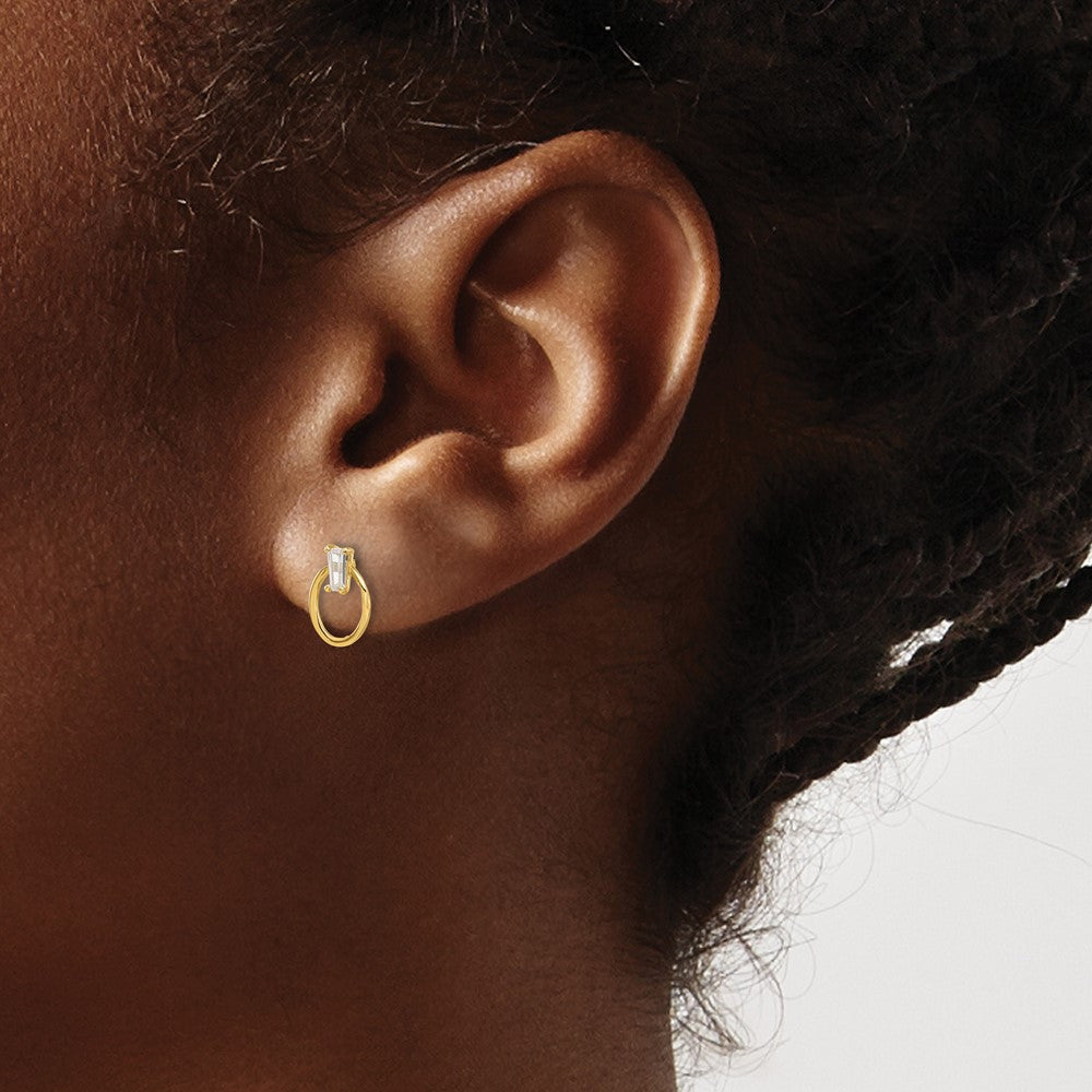 14k Yellow Gold 6.3 mm Polished CZ Oval Post Earrings (0.49 grams)