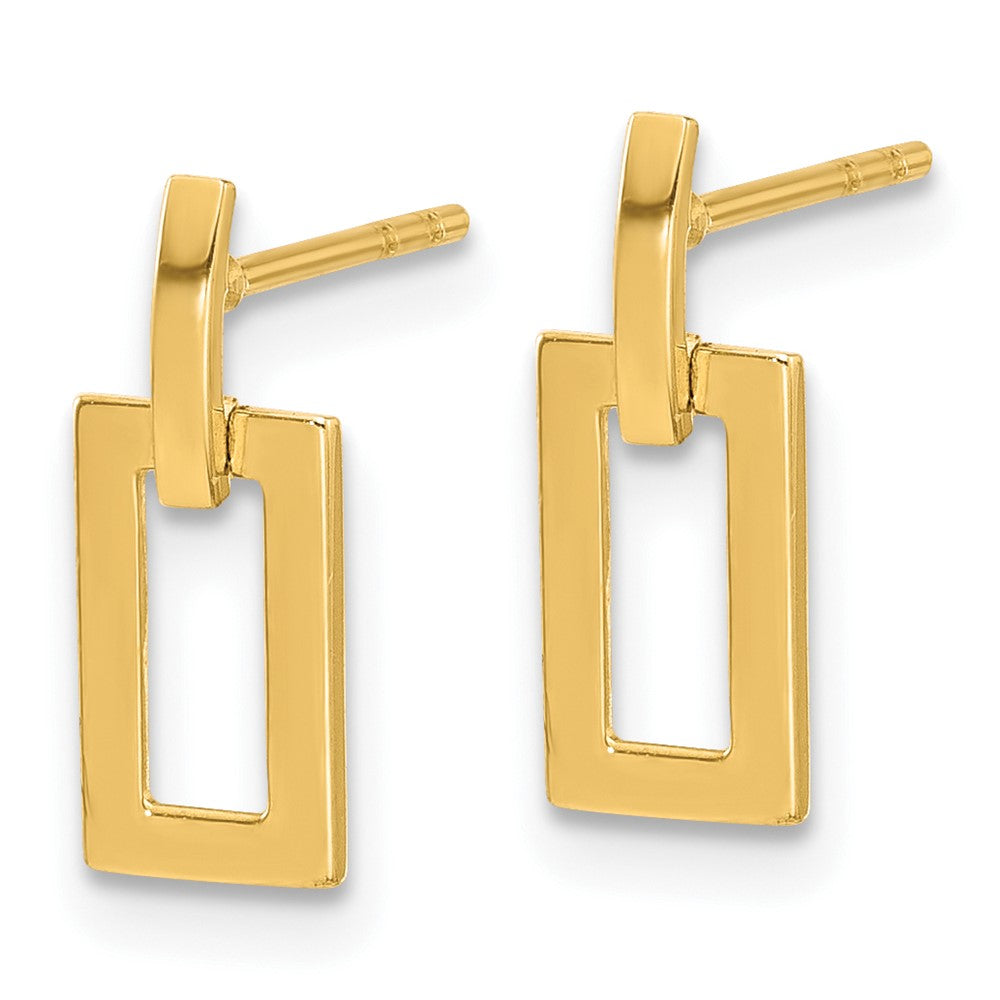 14k Yellow Gold 5.4 mm Polished Rectangle Post Dangle Earrings (0.71 grams)