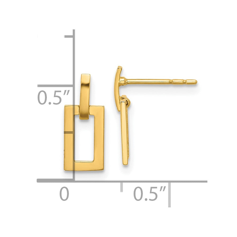 14k Yellow Gold 5.4 mm Polished Rectangle Post Dangle Earrings (0.71 grams)