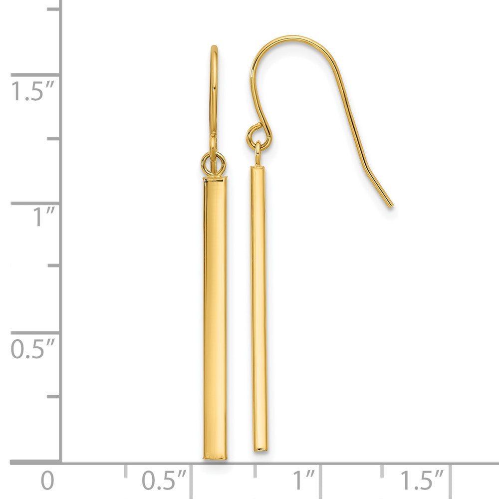 14k Yellow Gold 1.5 mm Bar Dangle Earrings (0.89 grams)