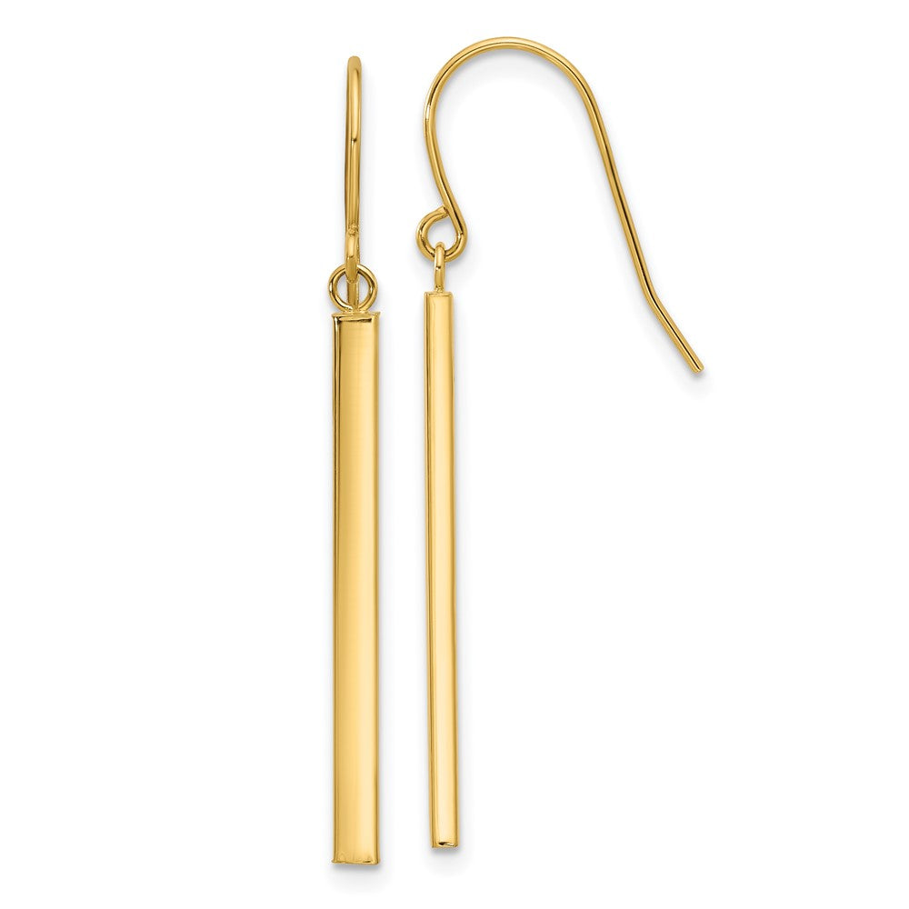 14k Yellow Gold 1.5 mm Bar Dangle Earrings (0.89 grams)