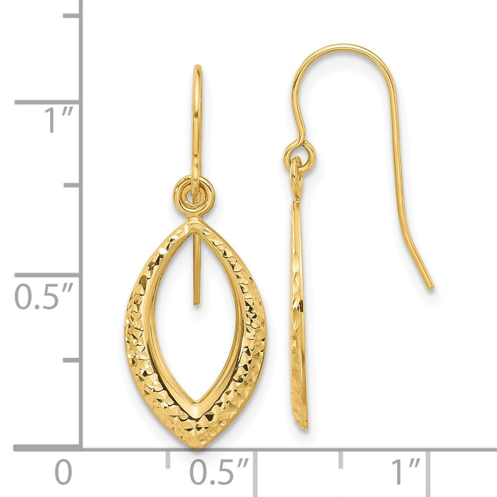 14k Yellow Gold 11 mm Diamond Cut Dangle Earrings (0.67 grams)