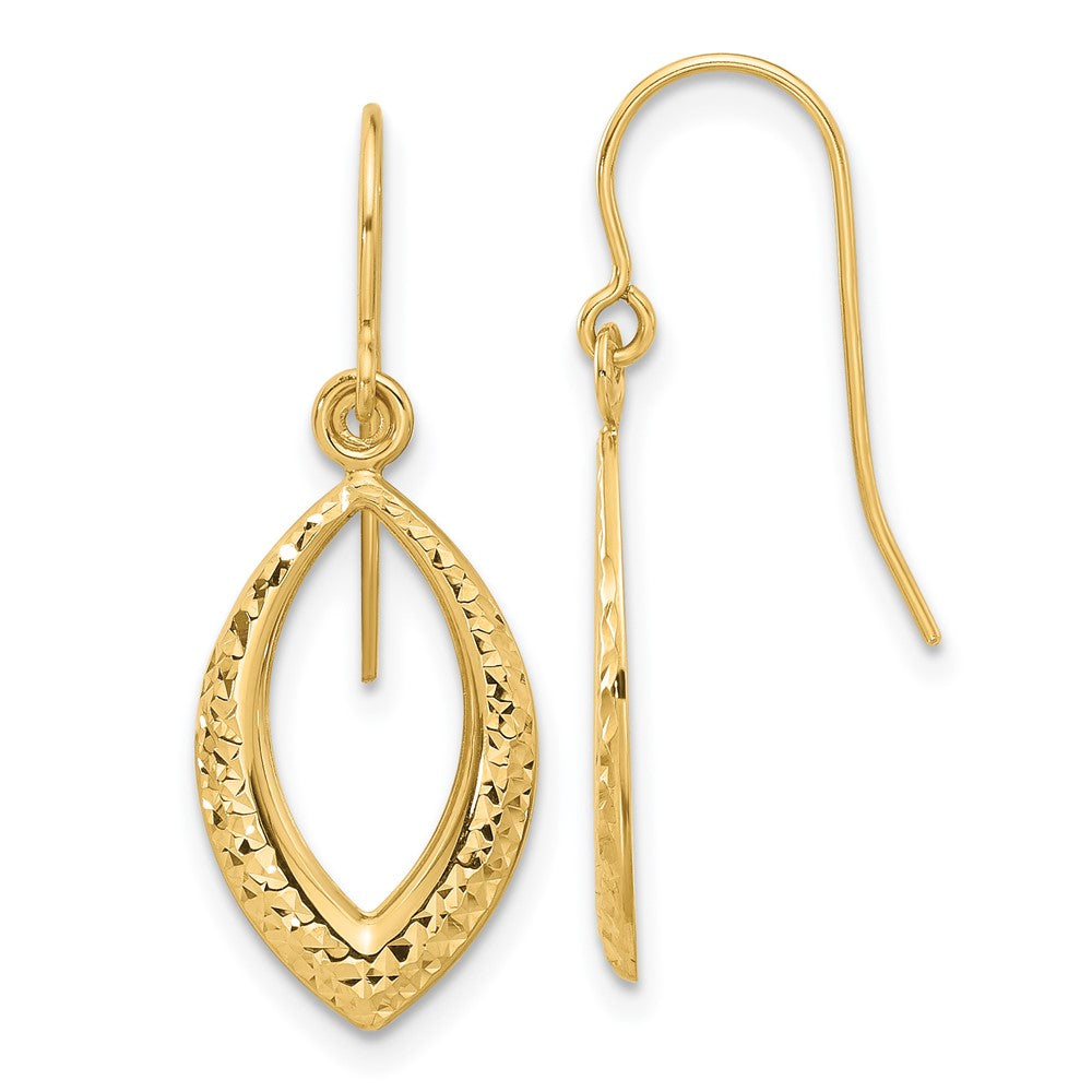 14k Yellow Gold 11 mm Diamond Cut Dangle Earrings (0.67 grams)