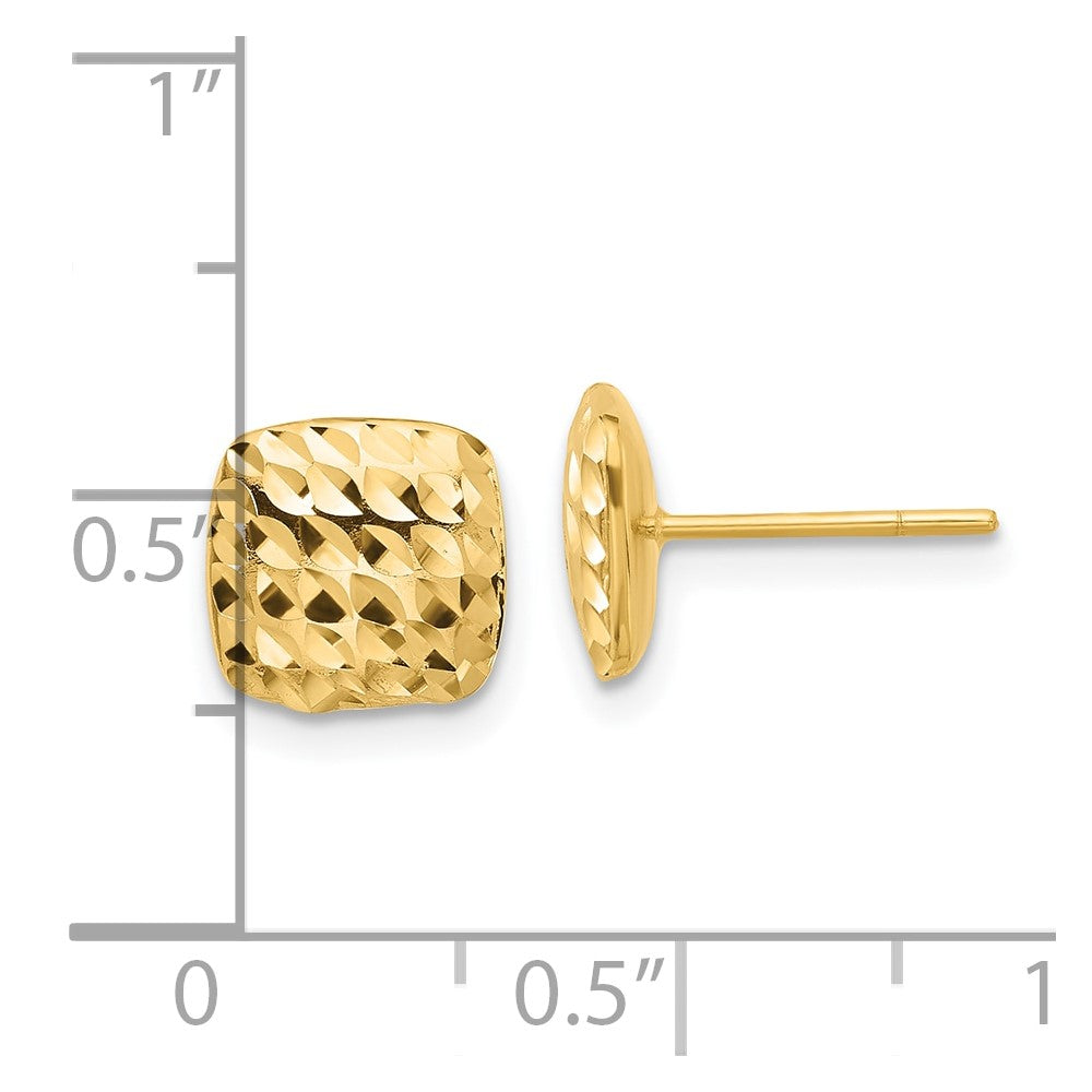 14k Yellow Gold 8.6 mm Diamond Cut Square Post Earrings (1.26 grams)