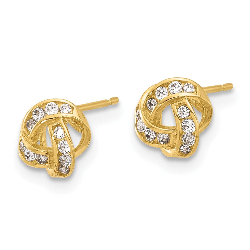 14k Yellow Gold 7 mm Polished CZ Love Knot Post Earrings (0.72 grams)