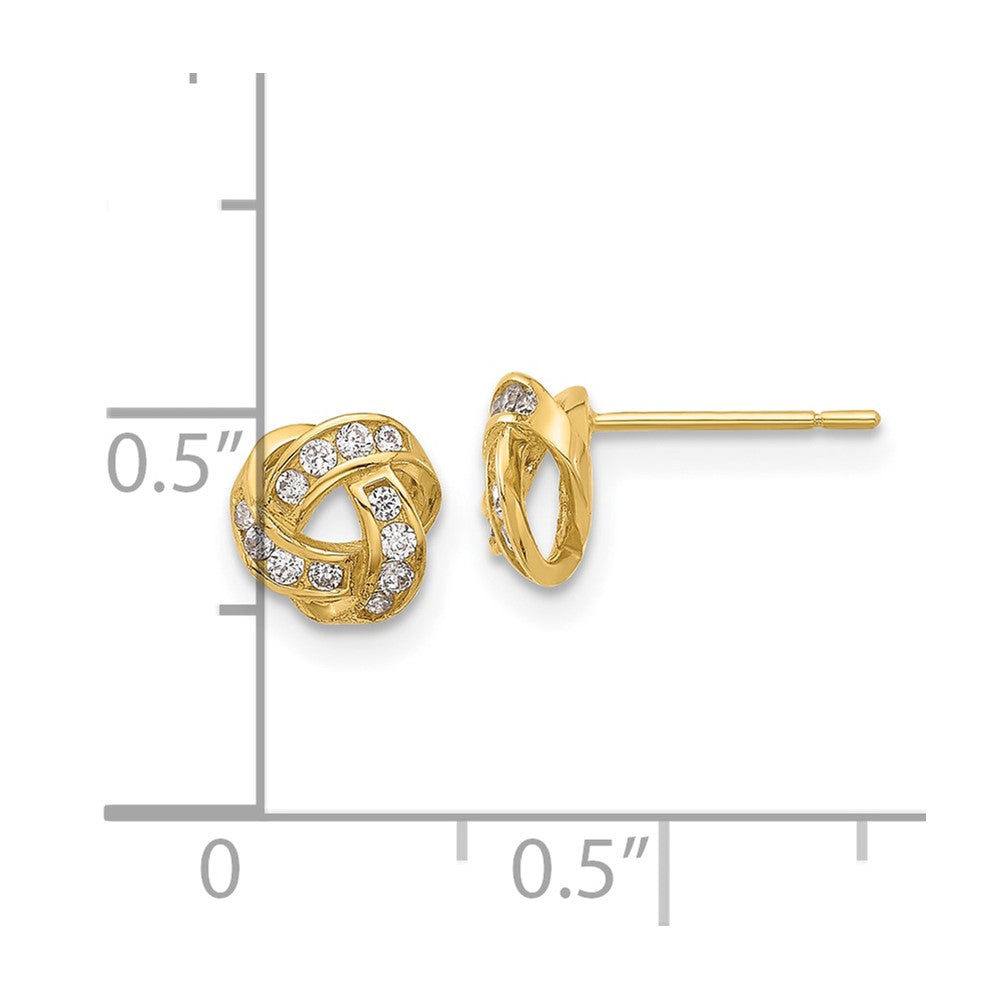 14k Yellow Gold 7 mm Polished CZ Love Knot Post Earrings (0.72 grams)