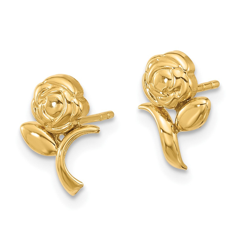 14k Yellow Gold 7.7 mm Polished Rose Post Earrings (0.61 grams)