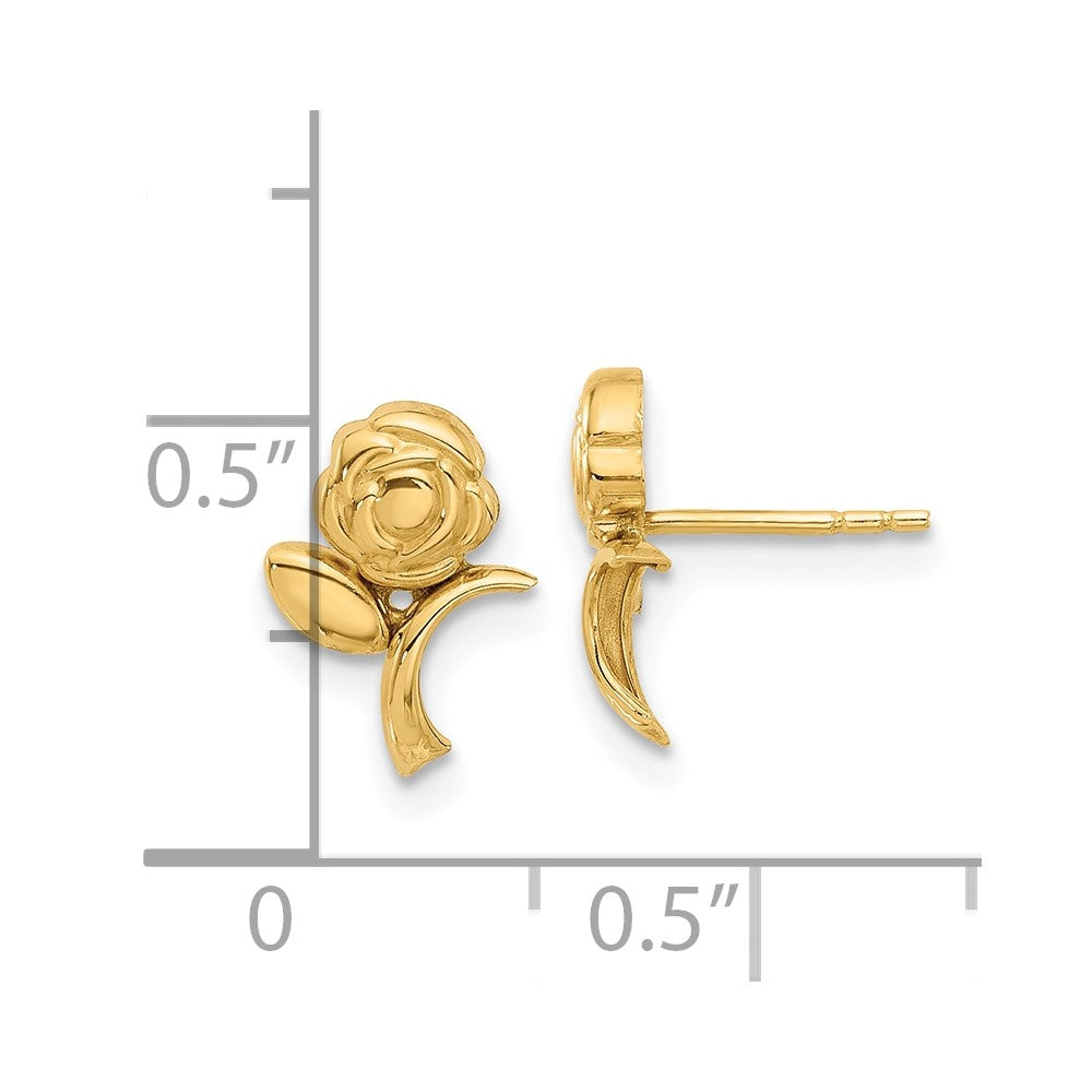 14k Yellow Gold 7.7 mm Polished Rose Post Earrings (0.61 grams)