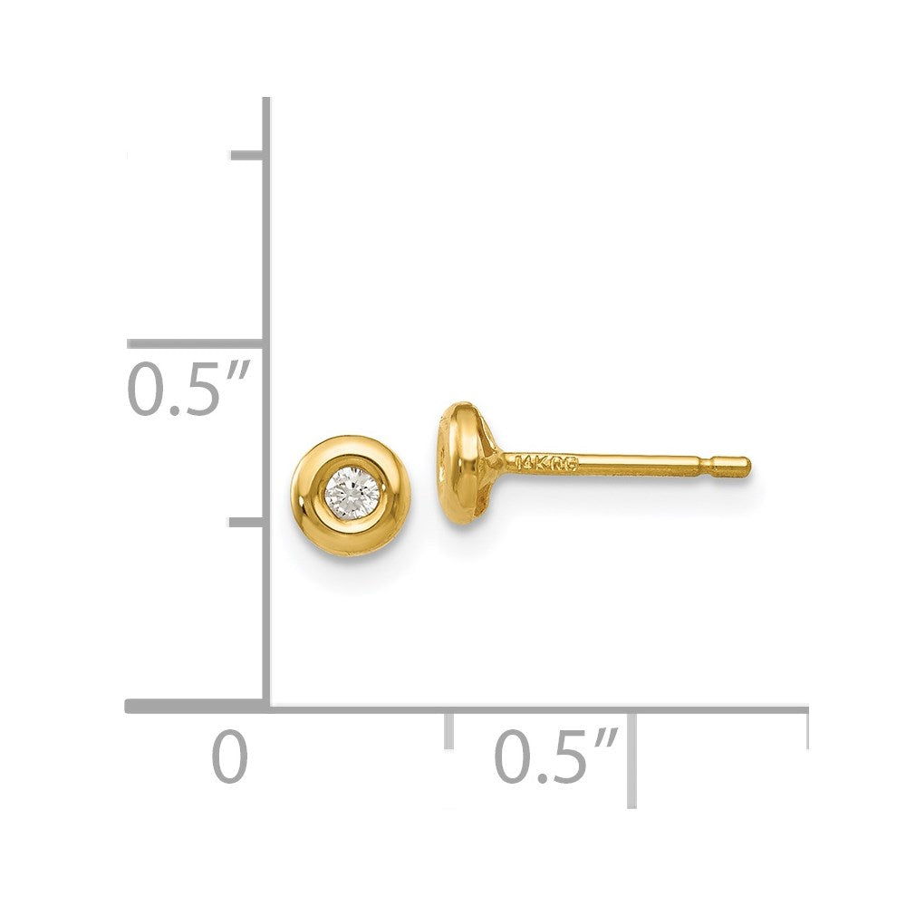 14k Yellow Gold 4 mm Polished CZ Earrings