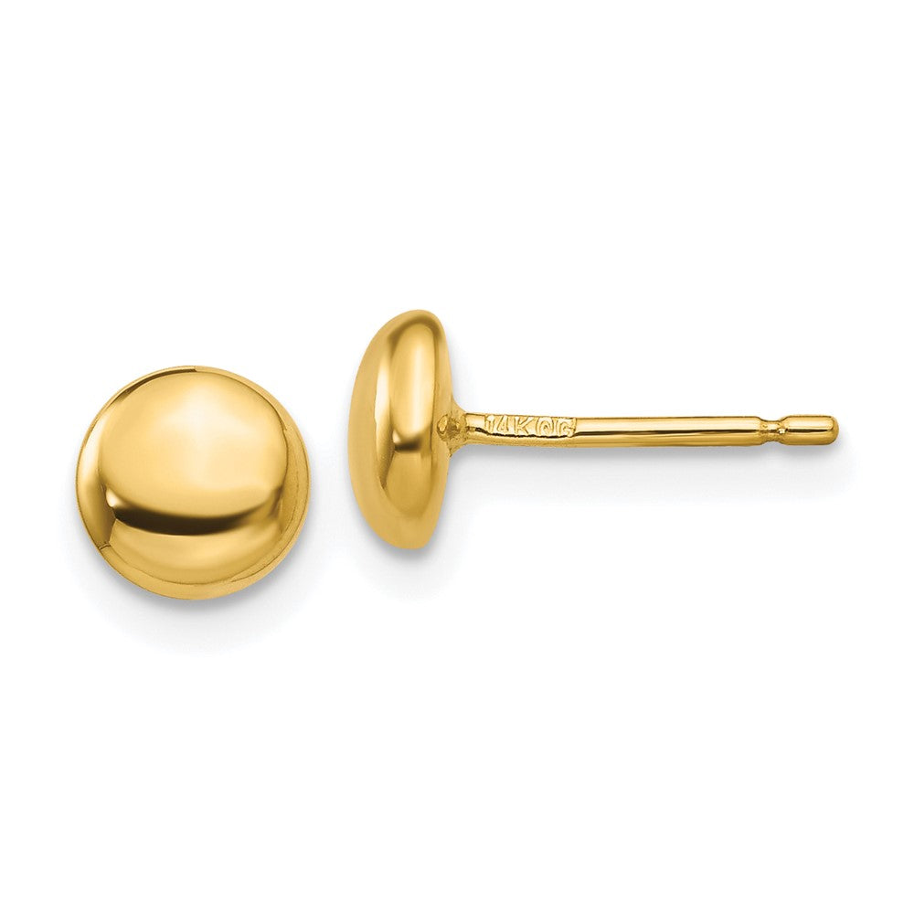 14k Yellow Gold 6 mm Polished Button Post Ear (0.46 grams)