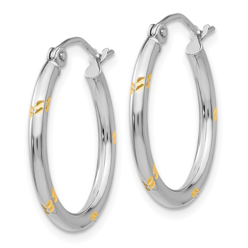 14k White Gold 2 mm  D/C Hoop Earrings (1.03 grams)