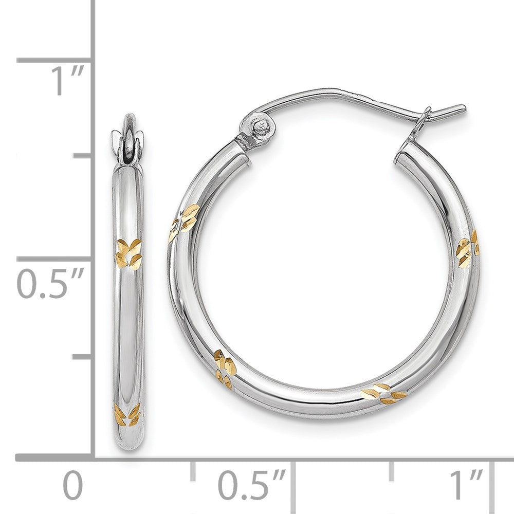 14k White Gold 2 mm  D/C Hoop Earrings (1.03 grams)