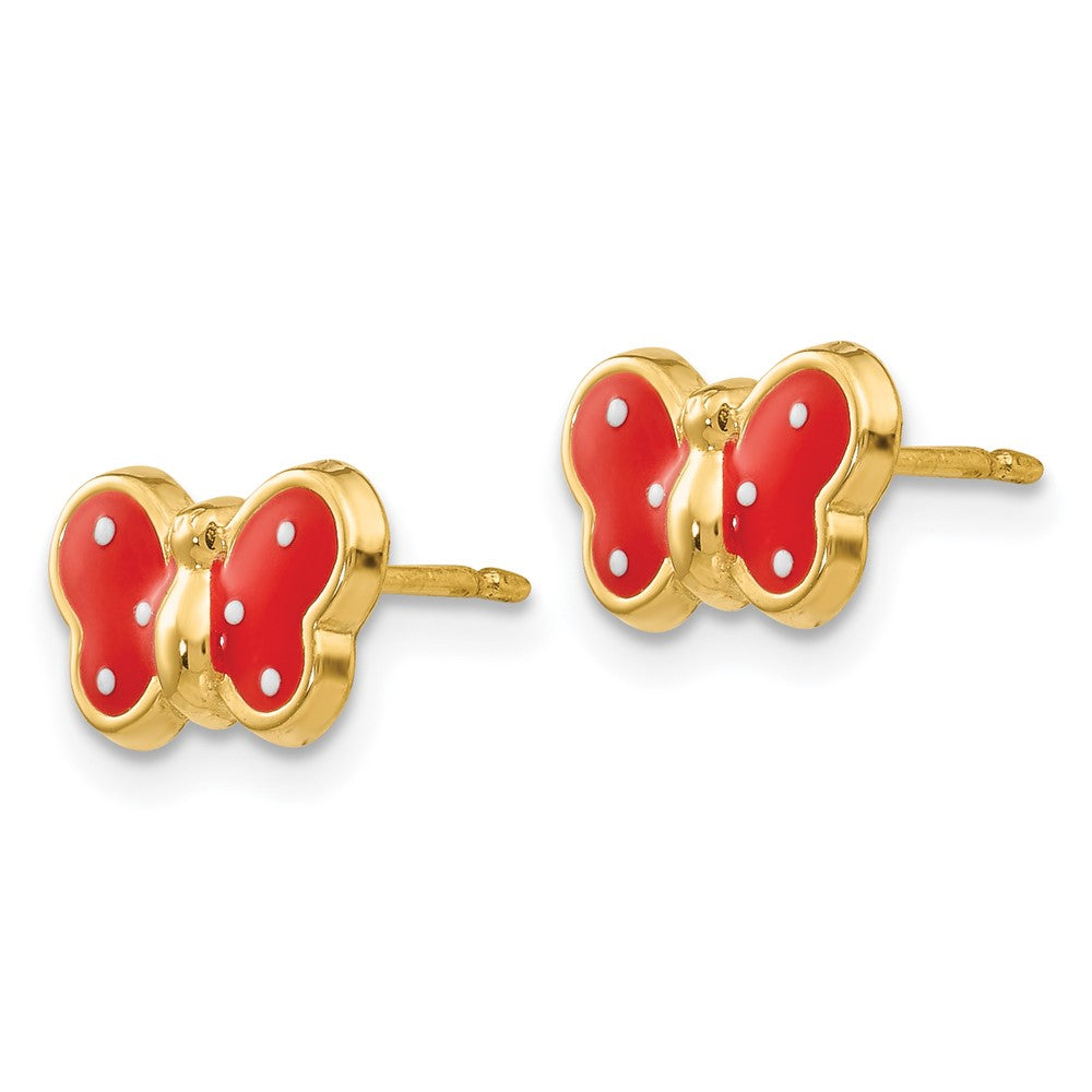 14k Yellow Gold 10 mm Enameled Butterfly Earrings (0.76 grams)