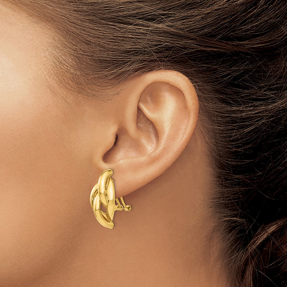 14k Yellow Gold 13 mm Swirl Omega Back Post Earrings (4.26 grams)