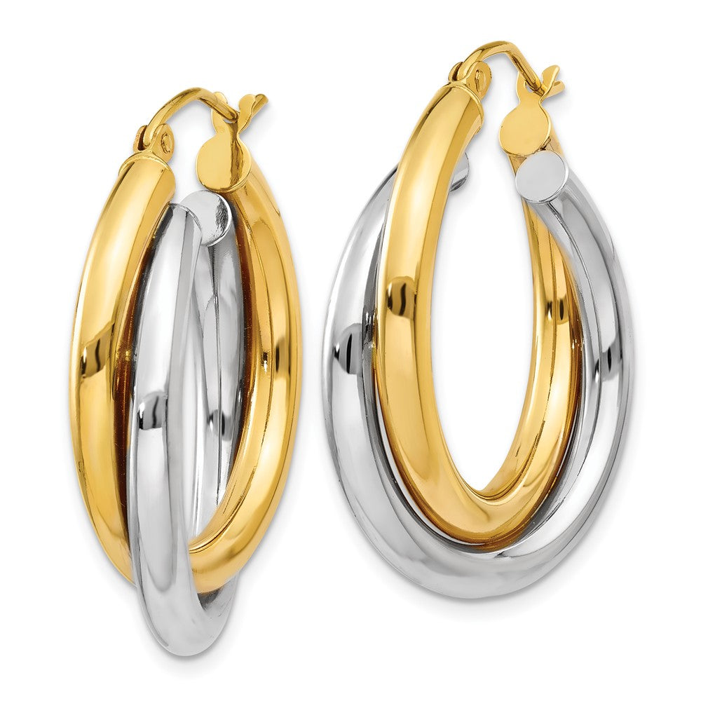 14k Two-tone 6 mm Double Hoop Earrings (4.17 grams)