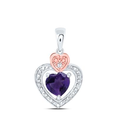 0.01Ctw-Dia 3/4Ct-Am Synthetic Gemstone Heart Pendant (0.64 grams)