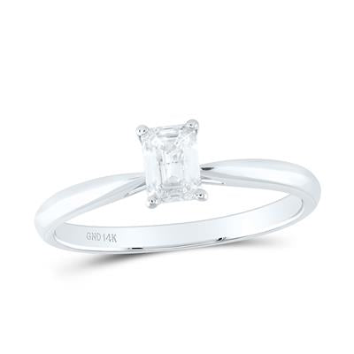 1/2Ct-Dia Emerald Solitaire  Ring (2 grams)