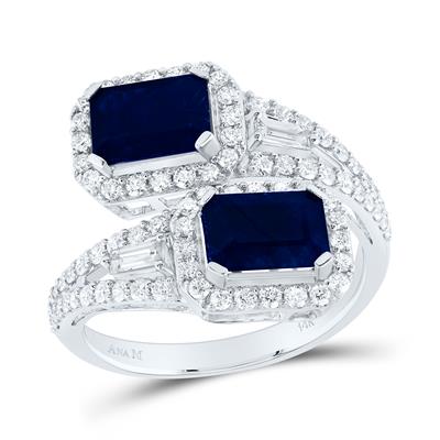 3/4Ctw-Diamond Ana M 7X5Mm Em-Bs Nat Gem Ring (3.79 grams)