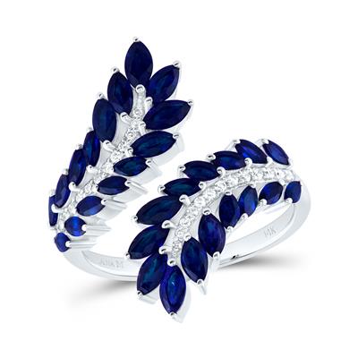 1/8Ctw-Dia Ana M 2 1/3Ctw-Mq-Bs, Nat Gem Ring (4.19 grams)