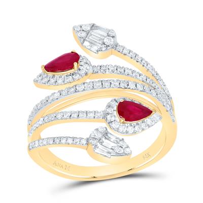 5/8Ctw-Dia Ana M 1/2Ctw-Ps-Ru Nat Gem Ring (4.4 grams)