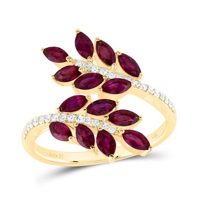 1/6Ctw-Dia Ana M 1 3/8Ctw Mq-Ru Nat Gem Ring (3.04 grams)