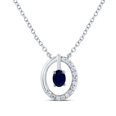 14Kt Gold 1/12Ctw-Diamond 4X3Mm Ov-Bs Nat Gem Fashion Necklace(18 Inch)
